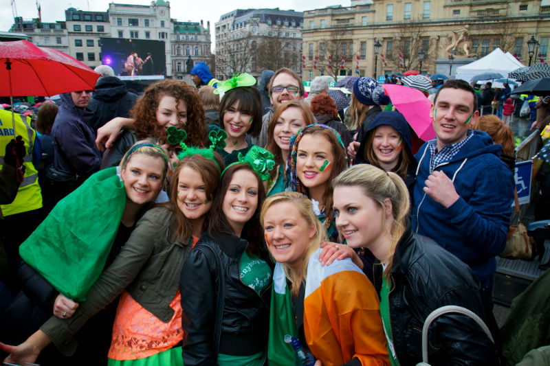 Crowd of St Patrick's Day partygoers