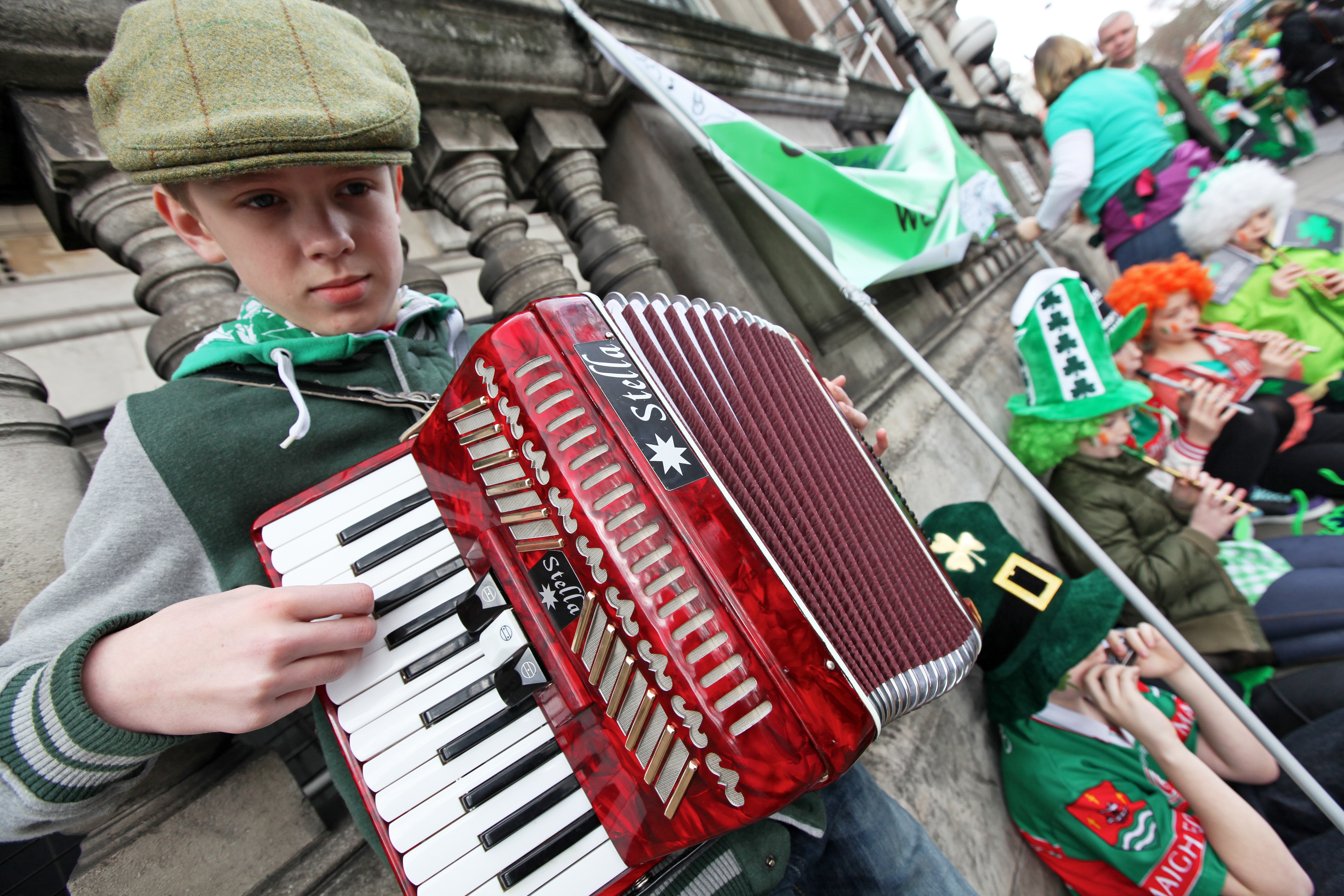 Boy playing accordion