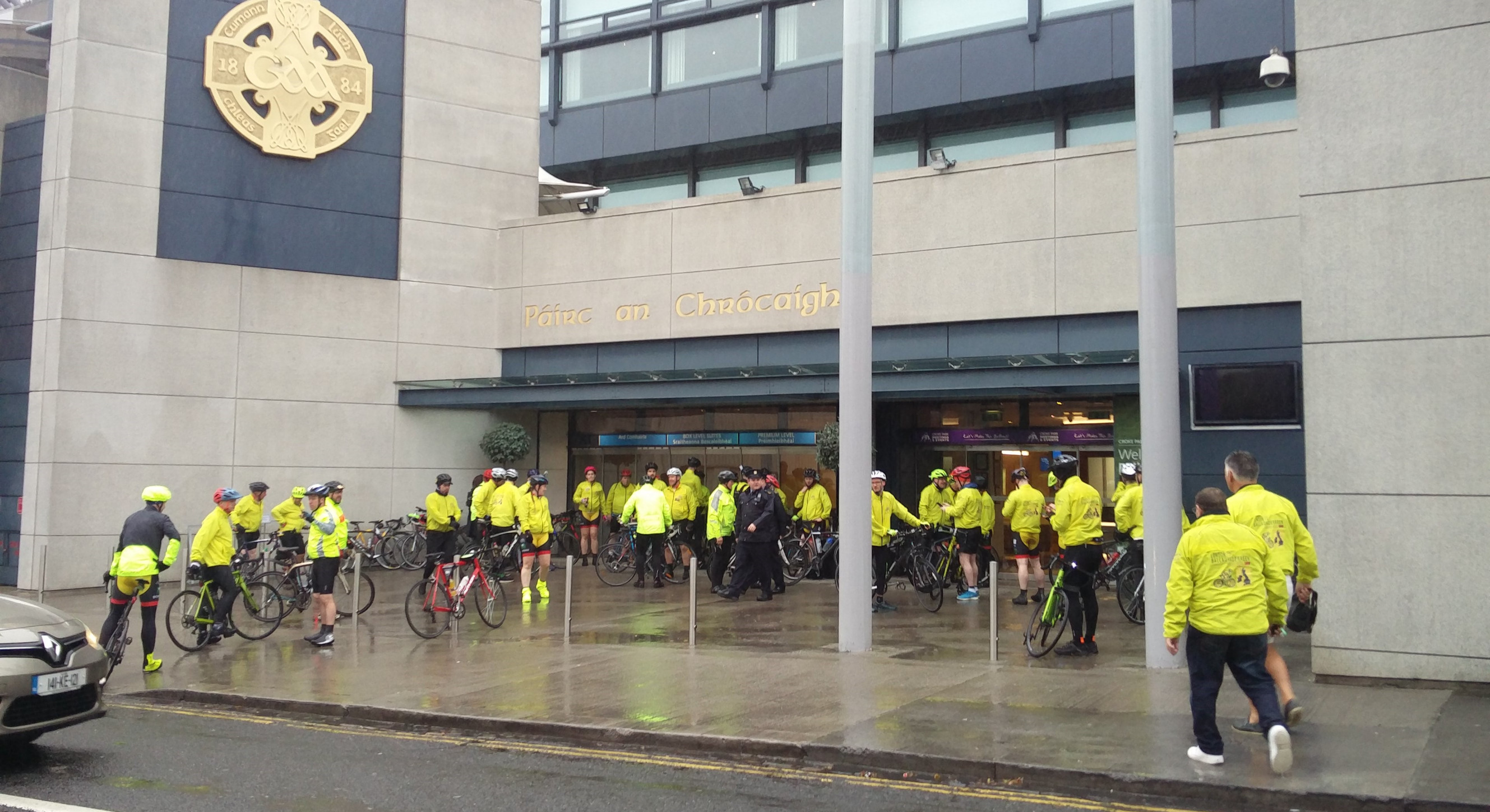 The cyclists arrive at Croke Park in Dublin