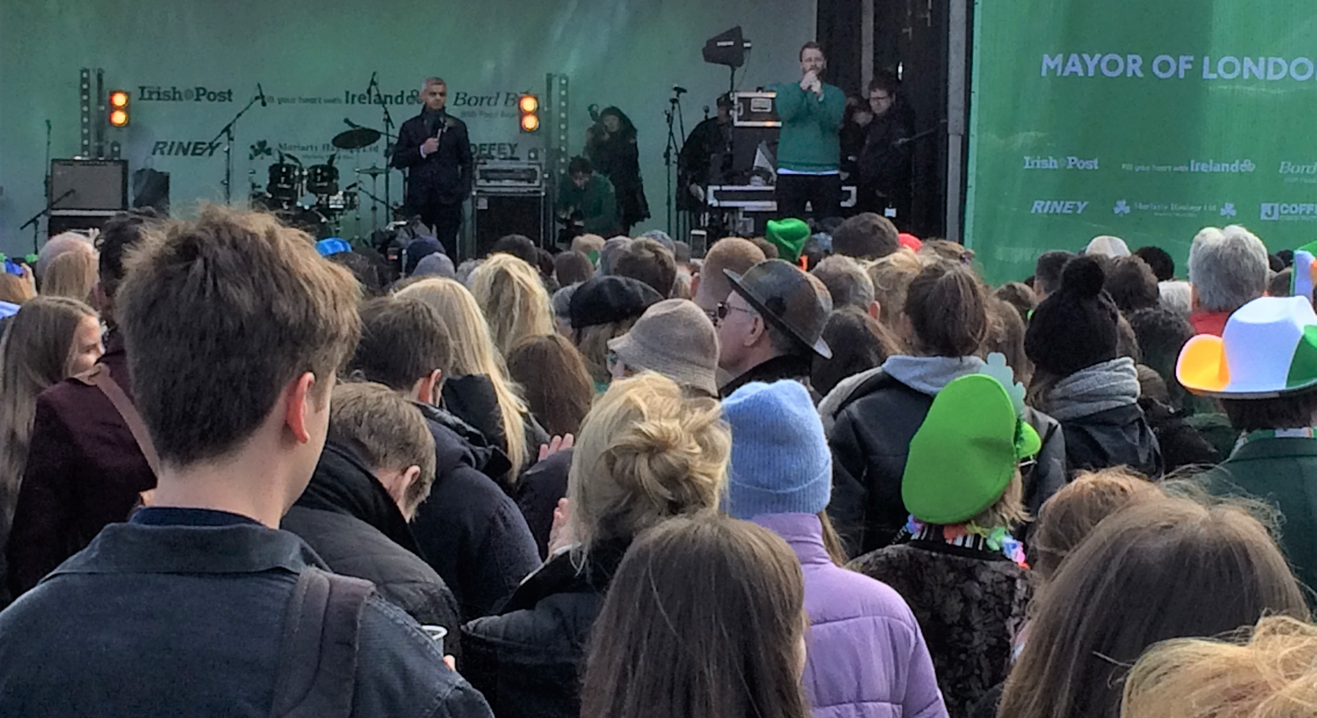 Mayor of London, Sadiq Khan, addresses a packed Trafalgar Square