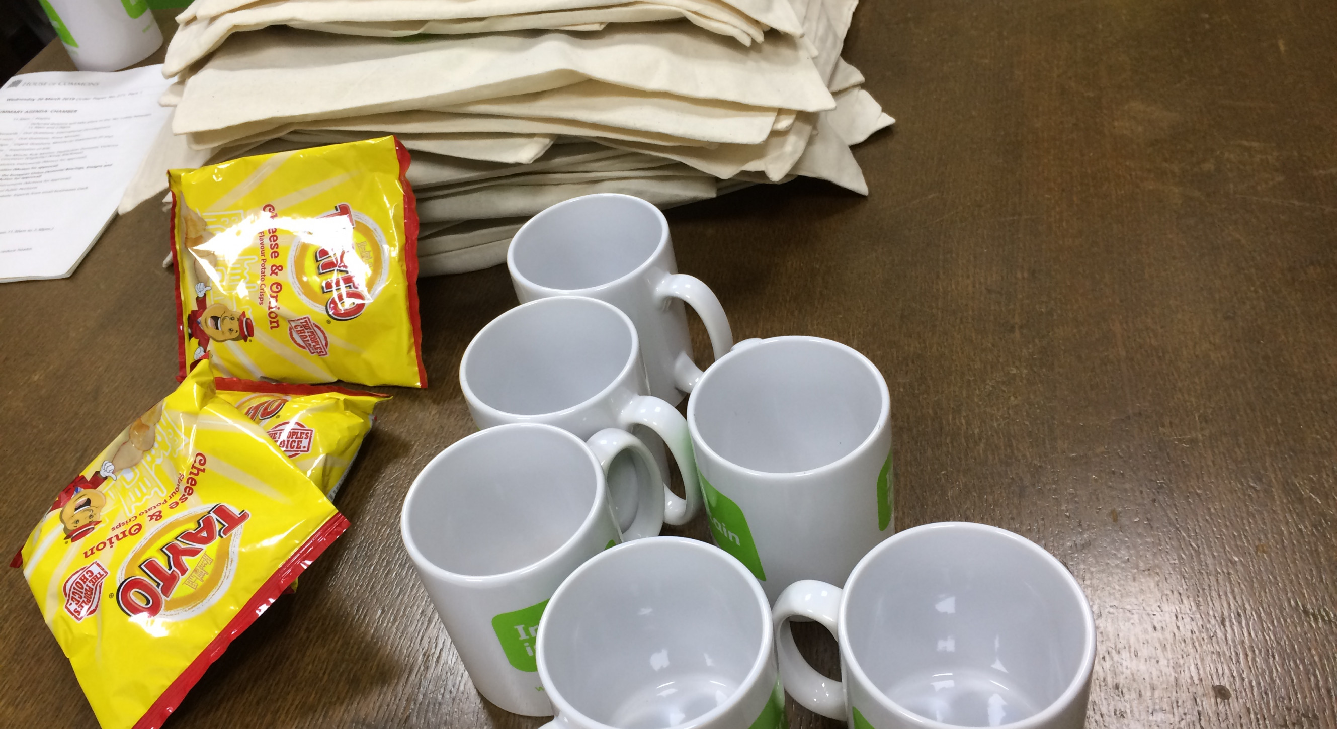 The Tayto crisps and new mugs went down well!